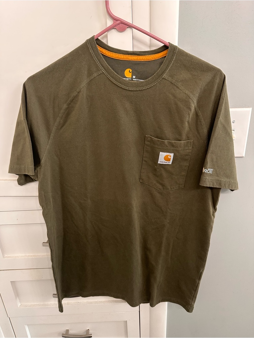Carhartt Olive Green Short-Sleeve Pocket Tee force Medium Mens Tshirt